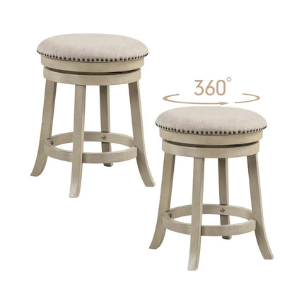 24/26 Inches Swivel Bar Stools Set of 2 wth Wooden Frame-24 inches Costway