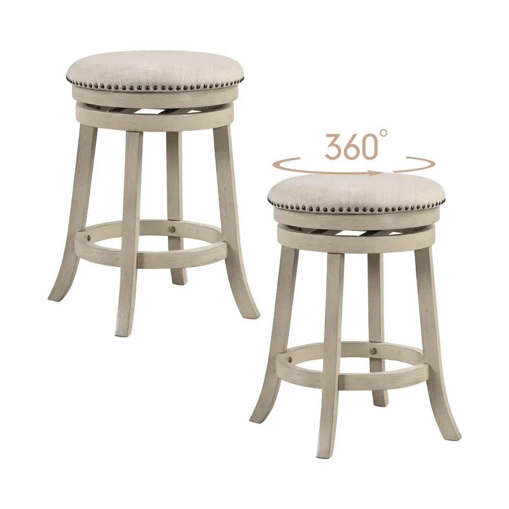 24/26 Inches Swivel Bar Stools Set of 2 wth Wooden Frame-26.5 inches Costway
