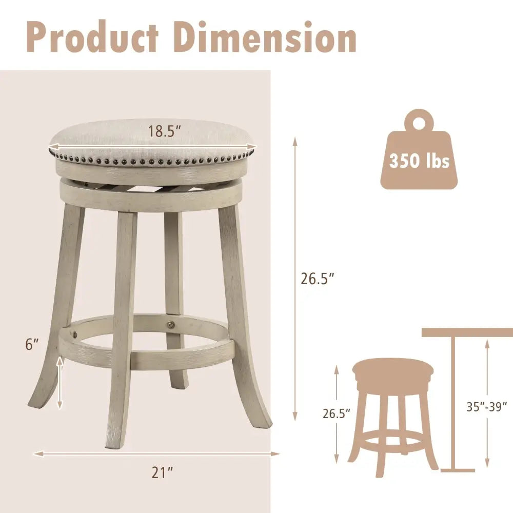 24/26 Inches Swivel Bar Stools Set of 2 wth Wooden Frame-26.5 inches Costway