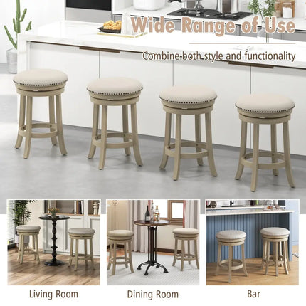 24/26 Inches Swivel Bar Stools Set of 2 wth Wooden Frame-26.5 inches Costway