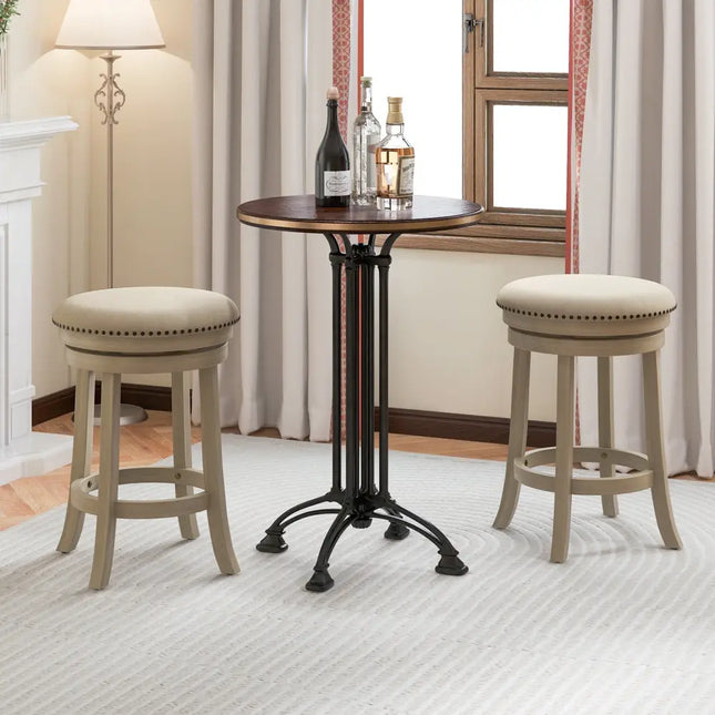 24/26 Inches Swivel Bar Stools Set of 2 wth Wooden Frame-26.5 inches Costway