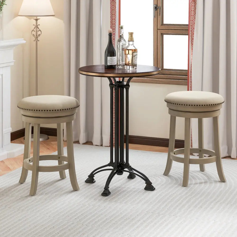 24/26 Inches Swivel Bar Stools Set of 2 wth Wooden Frame-26.5 inches Costway