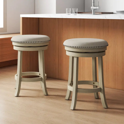 24/26 Inches Swivel Bar Stools Set of 2 wth Wooden Frame-26.5 inches Costway