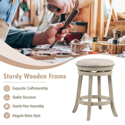 24/26 Inches Swivel Bar Stools Set of 2 wth Wooden Frame-26.5 inches Costway