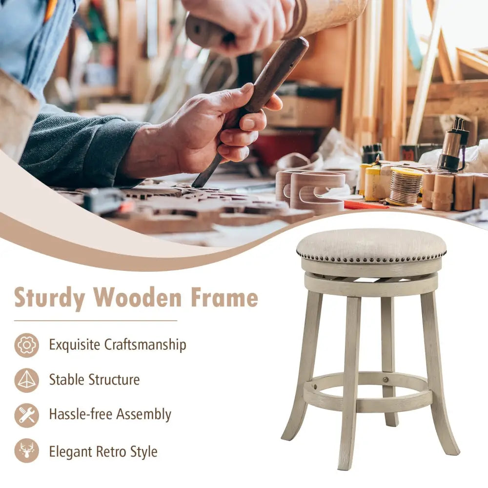 24/26 Inches Swivel Bar Stools Set of 2 wth Wooden Frame-26.5 inches Costway