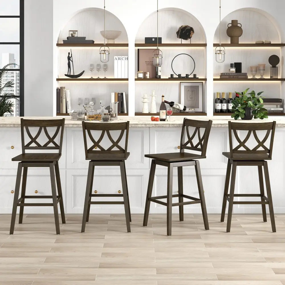 24/29 Inch Bar Stool Set of 2 Wooden Bar Chairs with Rubber Wood Frame-29 inches Costway