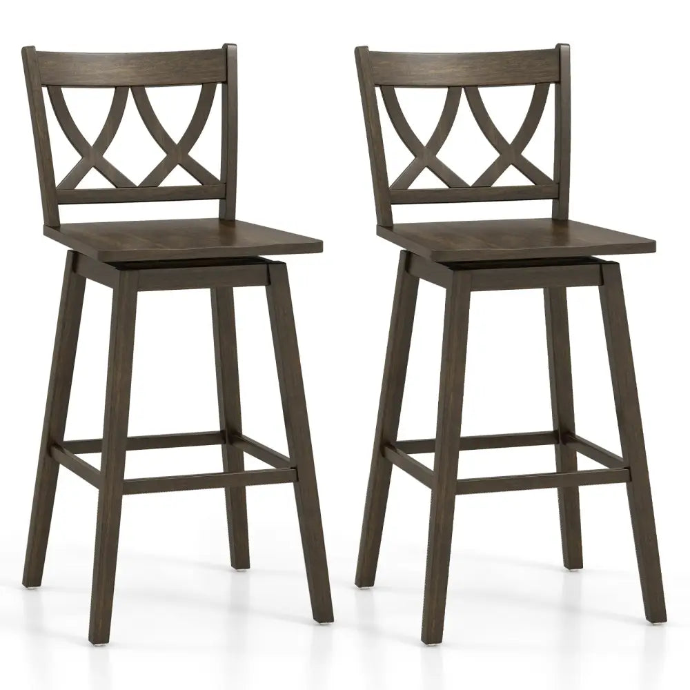 24/29 Inch Bar Stool Set of 2 Wooden Bar Chairs with Rubber Wood Frame-29 inches Costway