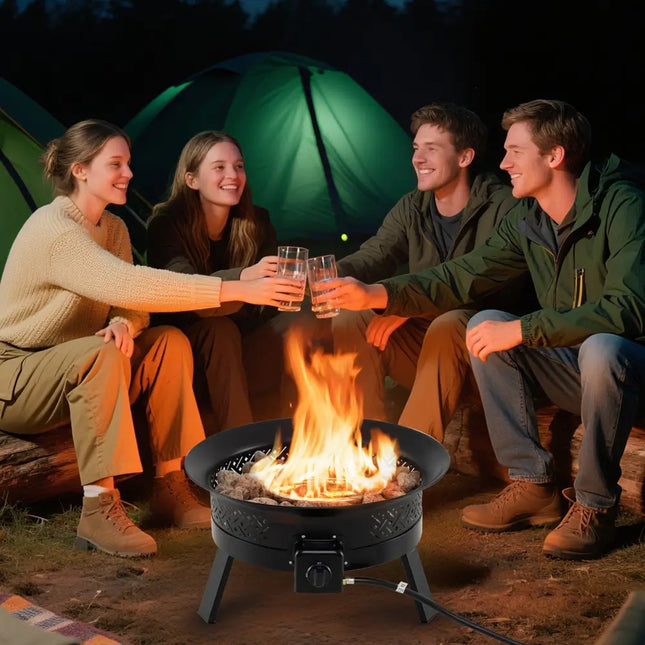 24.5 Inch Portable Propane Fire Pit with Carry Strap and Folding Legs - Fire Pit Tables