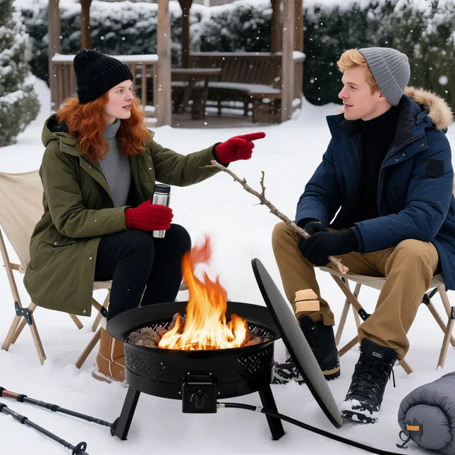 24.5 Inch Portable Propane Fire Pit with Carry Strap and Folding Legs - Fire Pit Tables