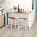 24.5-Inch Set of 2 Saddle Stools Bar Stools with Footrests for Kitchen Island-Walnut & Gray - Walnut & Gray - Bar Stools