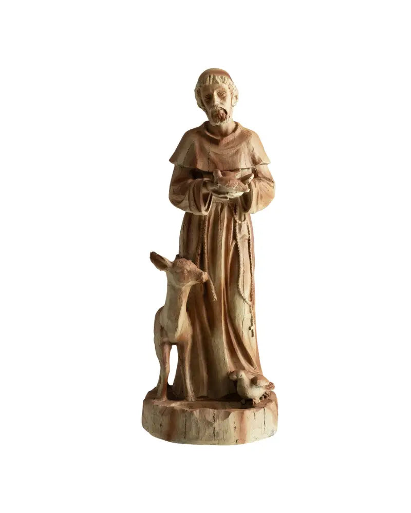 24.5 inch St. Francis Statue with Bird Feeder Saint Francis of Assisi with Animals Sculpture-Rustic Brown - Rustic