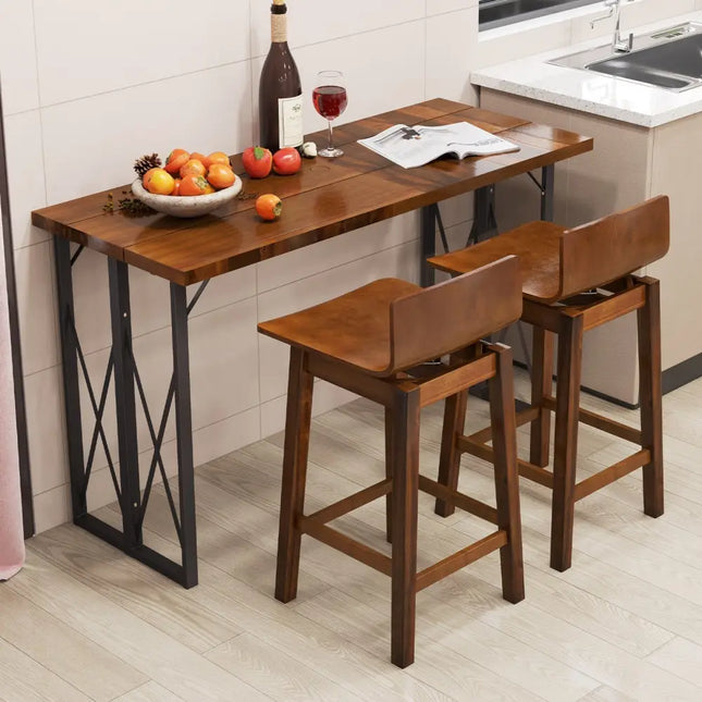 24.5 Inch Swivel Wooden Bar Stools Set of 2 with Rubber Wood Legs and Low Back-Walnut Costway