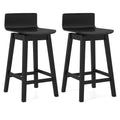 24.5 Inch Swivel Wooden Bar Stools Set of 2 with Rubber Wood Legs and Low Back-Black Costway