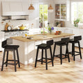 24.5 Inch Swivel Wooden Bar Stools Set of 4 with Rubber Wood Legs and Low Back-Black Costway