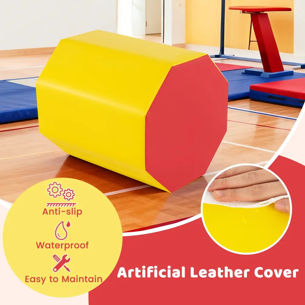 24.5 Inch x 24.5 Inch Octagon Gymnastics Mat with Waterproof Zippered Cover-Yellow - Yellow - Yoga & Gym Mats