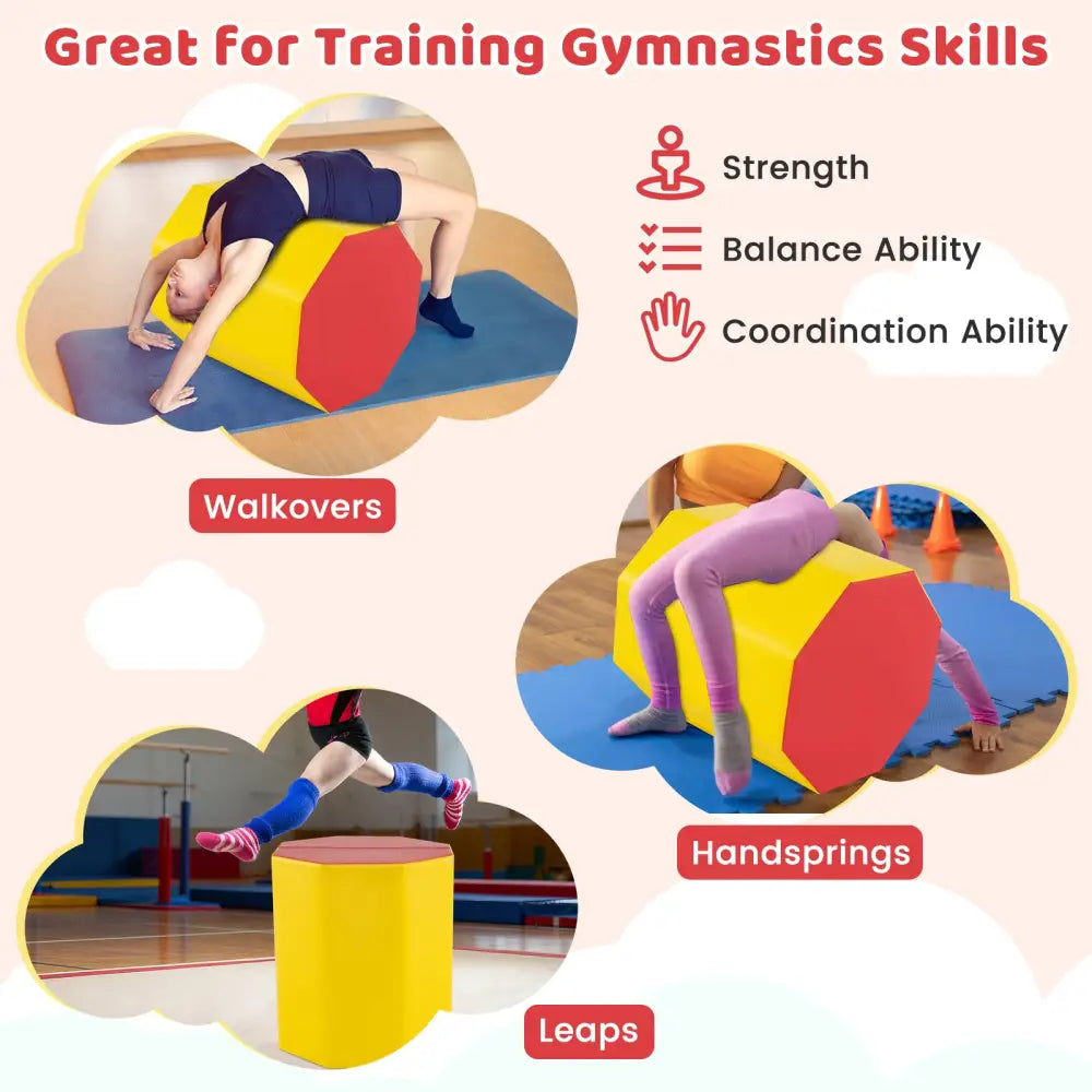 24.5 Inch x 24.5 Inch Octagon Gymnastics Mat with Waterproof Zippered Cover-Yellow - Yellow - Yoga & Gym Mats