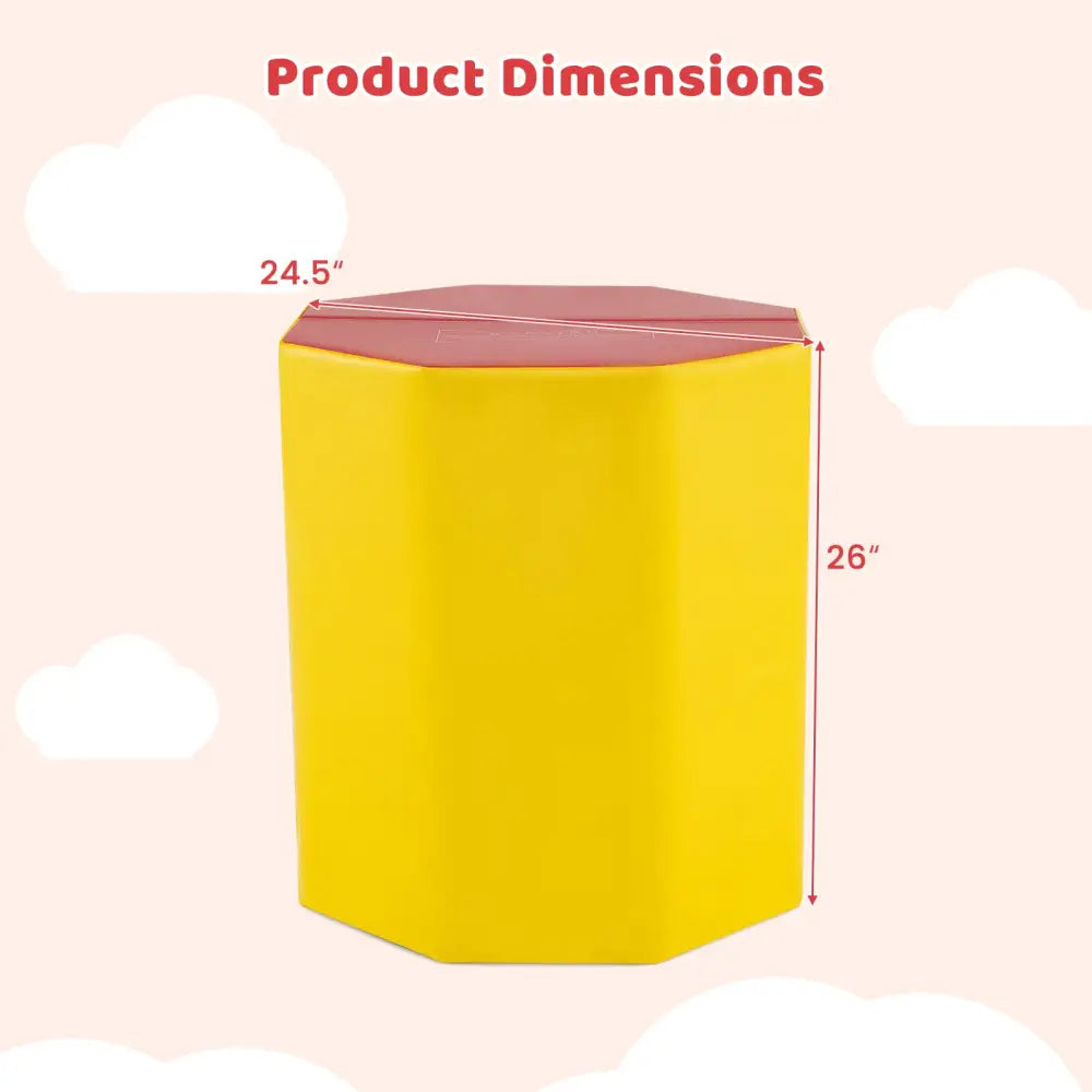 24.5 Inch x 24.5 Inch Octagon Gymnastics Mat with Waterproof Zippered Cover-Yellow - Yellow - Yoga & Gym Mats