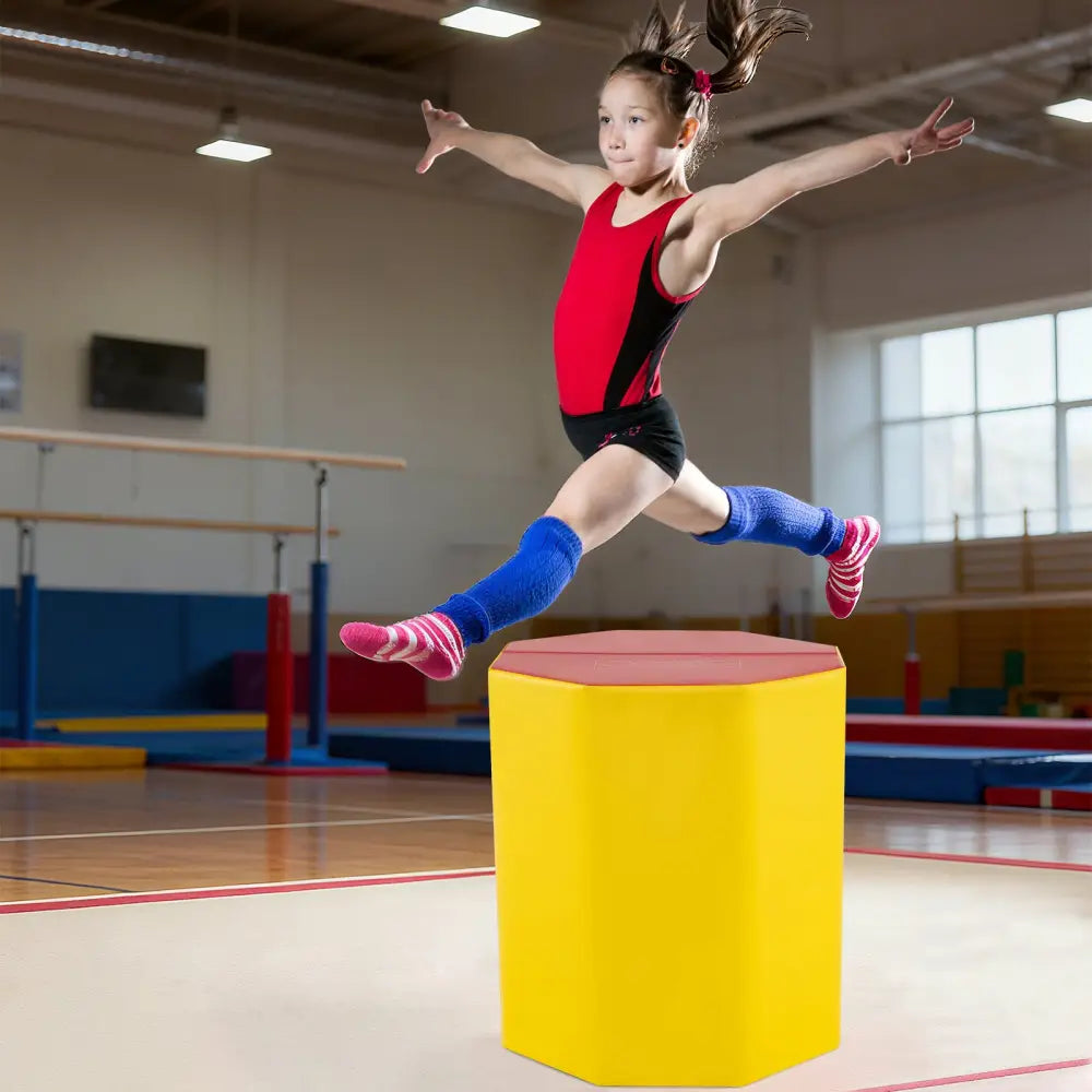 24.5 Inch x 24.5 Inch Octagon Gymnastics Mat with Waterproof Zippered Cover-Yellow - Yellow - Yoga & Gym Mats