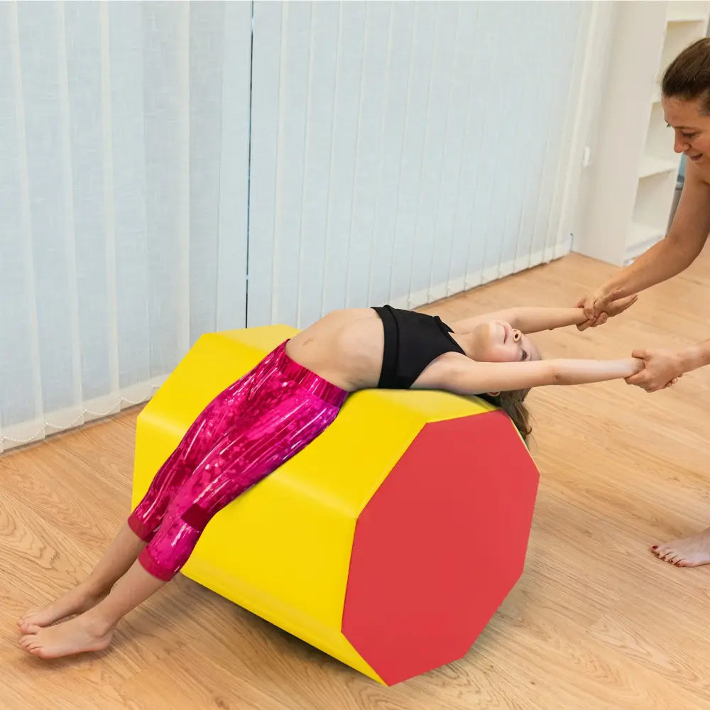 24.5 Inch x 24.5 Inch Octagon Gymnastics Mat with Waterproof Zippered Cover-Yellow - Yellow - Yoga & Gym Mats