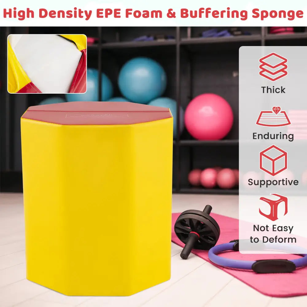 24.5 Inch x 24.5 Inch Octagon Gymnastics Mat with Waterproof Zippered Cover-Yellow - Yellow - Yoga & Gym Mats