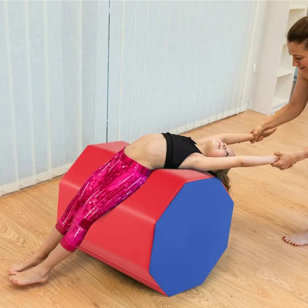 24.5 Inch x 24.5 Inch Octagon Gymnastics Mat with Waterproof Zippered Cover-Red - Red - Yoga & Gym Mats