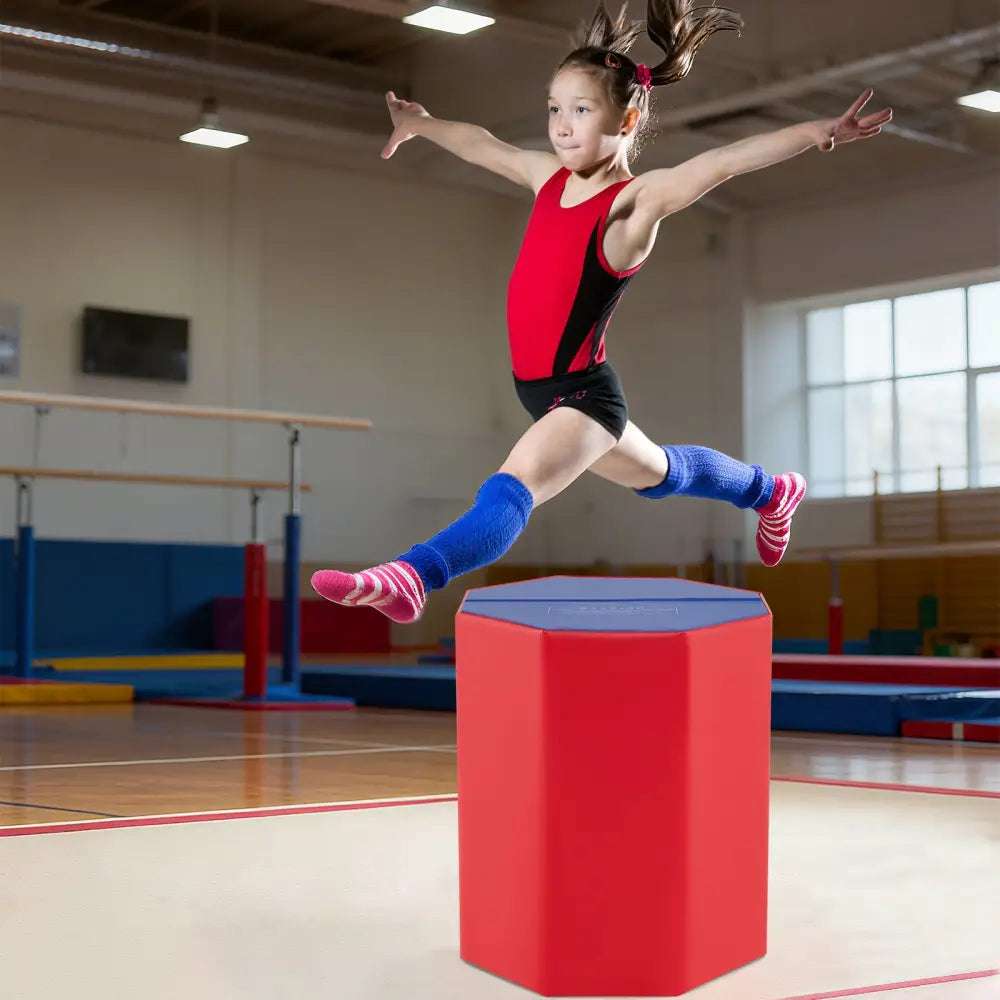 24.5 Inch x 24.5 Inch Octagon Gymnastics Mat with Waterproof Zippered Cover-Red - Red - Yoga & Gym Mats