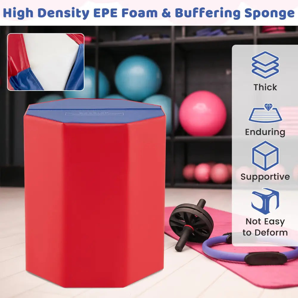 24.5 Inch x 24.5 Inch Octagon Gymnastics Mat with Waterproof Zippered Cover-Red - Red - Yoga & Gym Mats