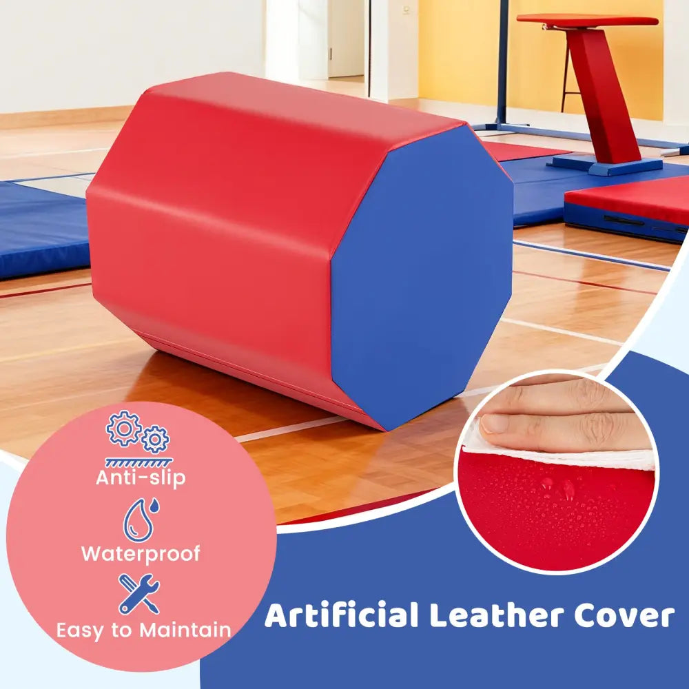 24.5 Inch x 24.5 Inch Octagon Gymnastics Mat with Waterproof Zippered Cover-Red - Red - Yoga & Gym Mats