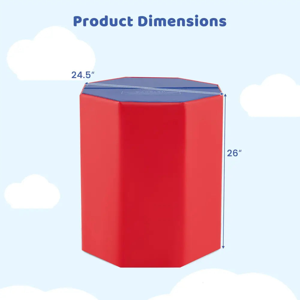 24.5 Inch x 24.5 Inch Octagon Gymnastics Mat with Waterproof Zippered Cover-Red - Red - Yoga & Gym Mats