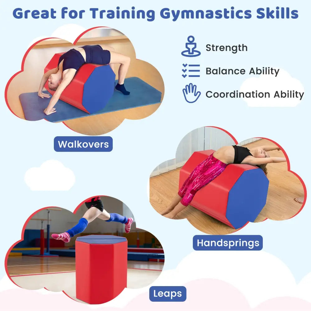 24.5 Inch x 24.5 Inch Octagon Gymnastics Mat with Waterproof Zippered Cover-Red - Red - Yoga & Gym Mats