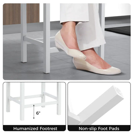 24.5 Inches Linen Fabric Saddle Stools Set of 2 with Cushioned Seat-Black and White Costway