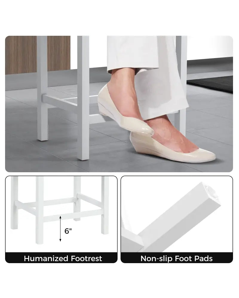 24.5 Inches Linen Fabric Saddle Stools Set of 2 with Cushioned Seat-Black and White - Black & White - Bar Stools