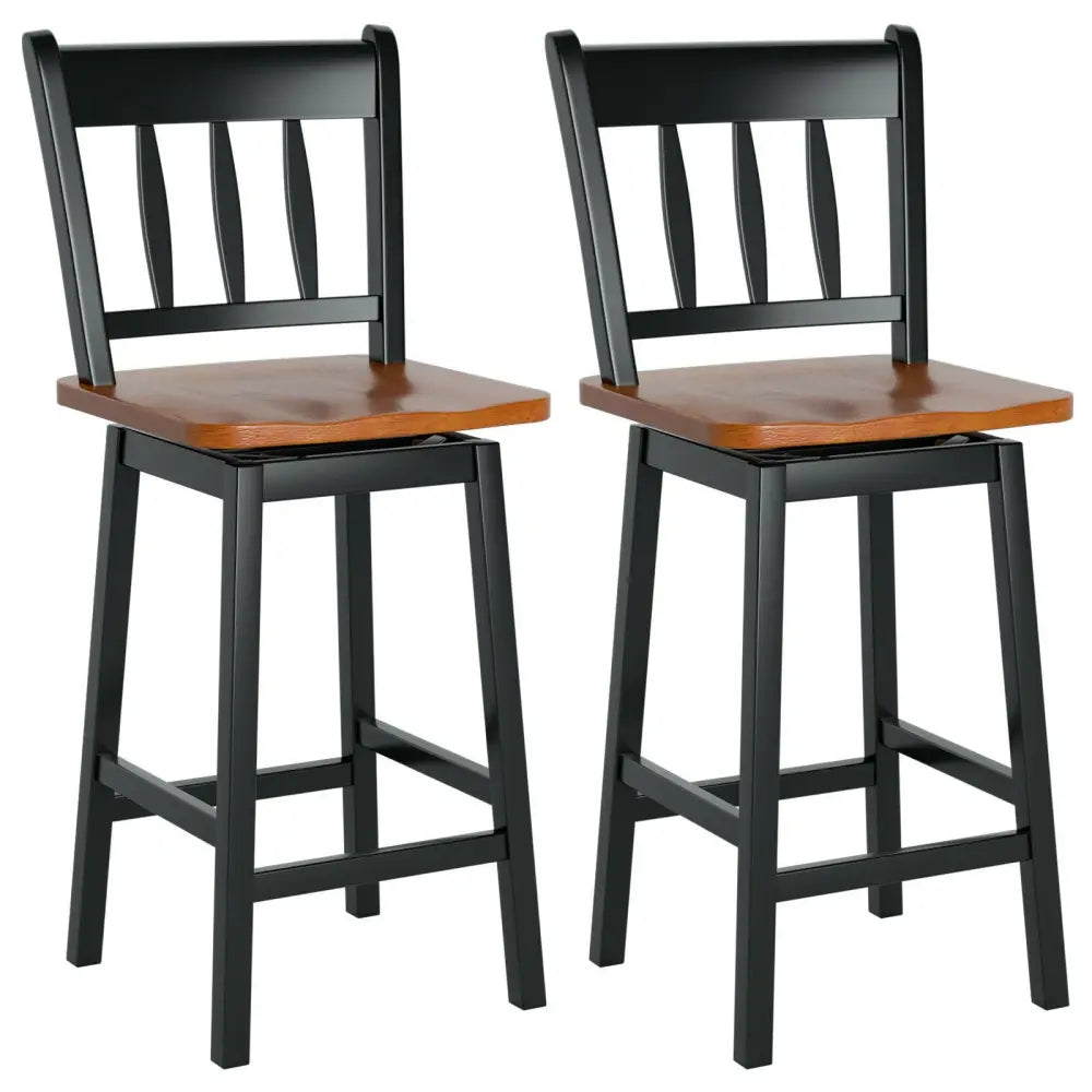 24.5 Inches Set of 2 Swivel Bar Stools with 360Â° Swiveling-Black Costway