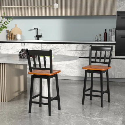 24.5 Inches Set of 2 Swivel Bar Stools with 360Â° Swiveling-Black Costway