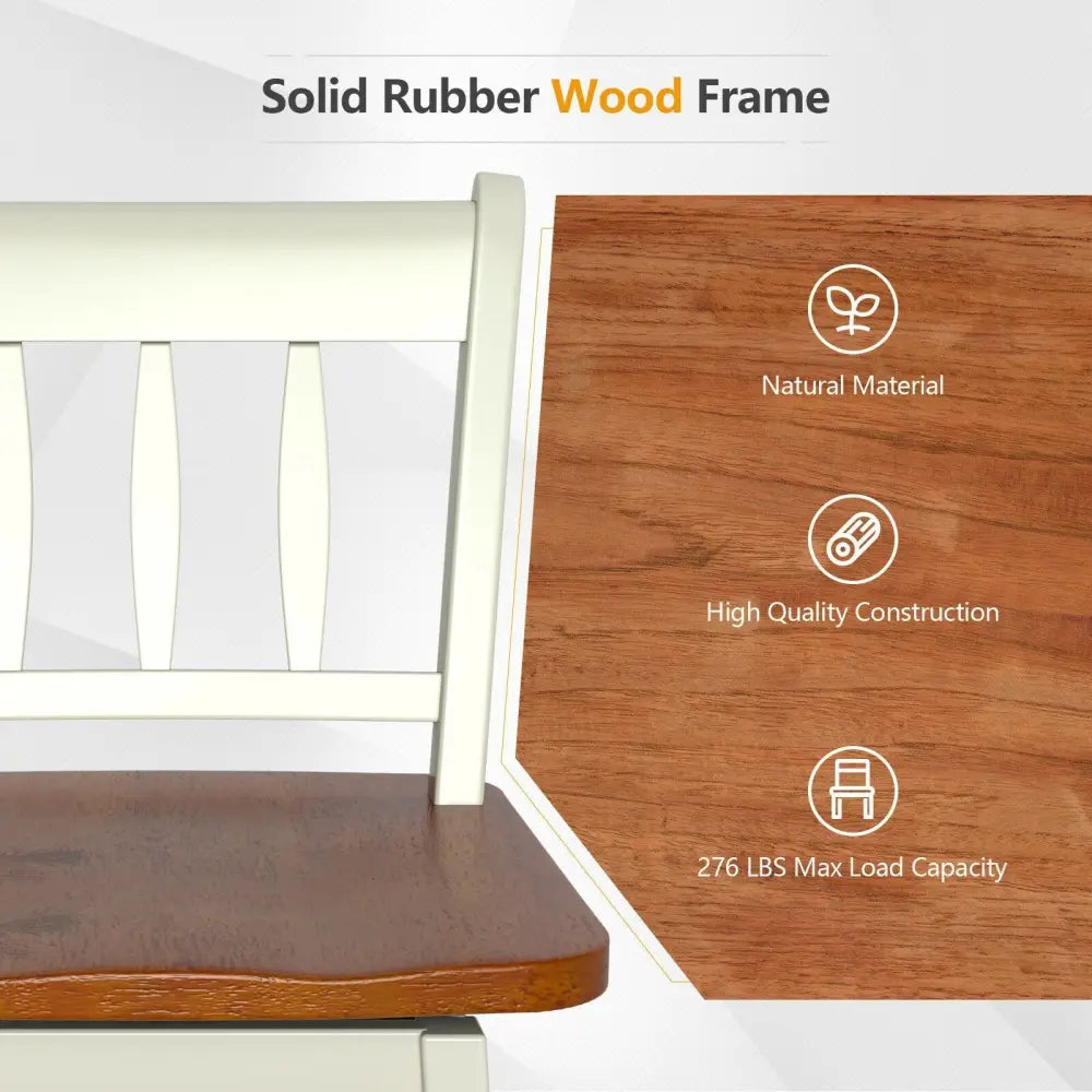 24.5 Inches Set of 2 Swivel Bar Stools with 360Â° Swiveling-White Costway