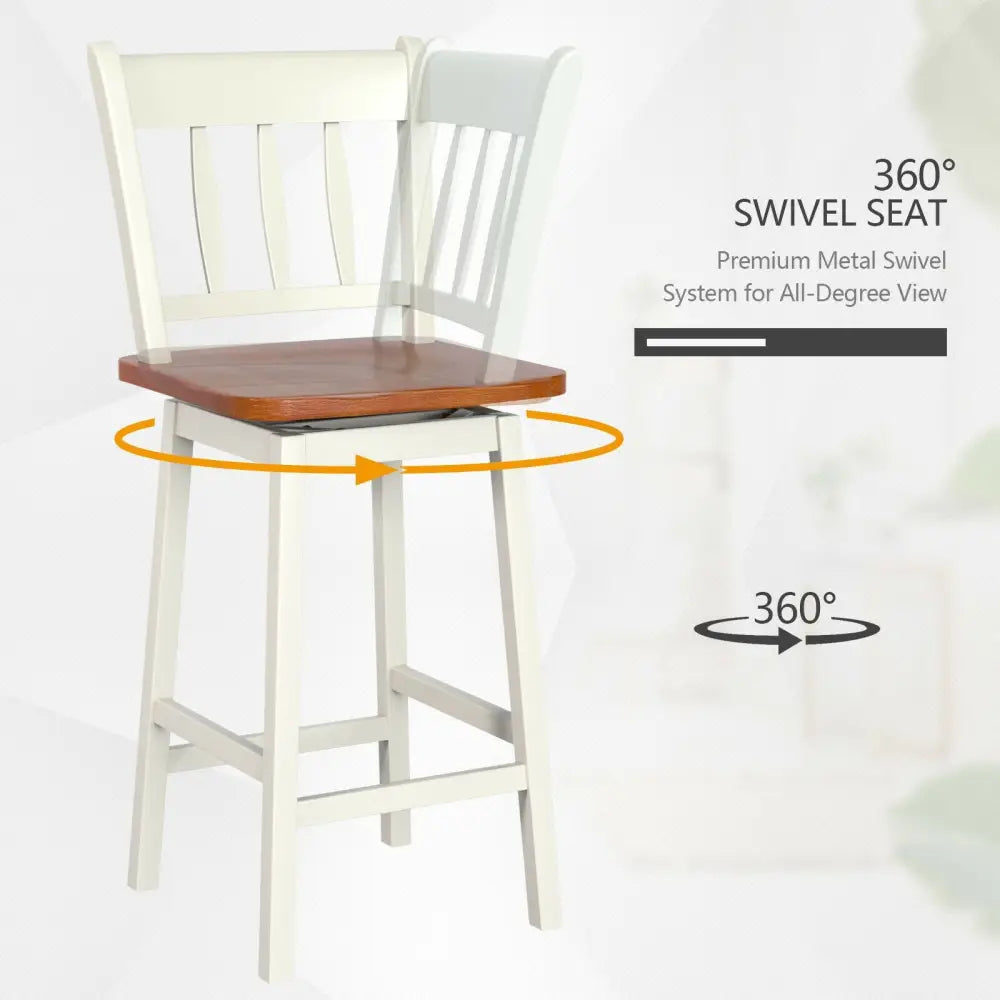 24.5 Inches Set of 2 Swivel Bar Stools with 360Â° Swiveling-White Costway