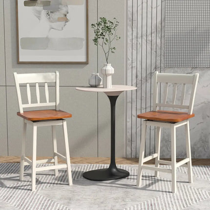 24.5 Inches Set of 2 Swivel Bar Stools with 360Â° Swiveling-White Costway