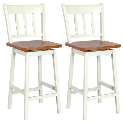 24.5 Inches Set of 2 Swivel Bar Stools with 360Â° Swiveling-White Costway