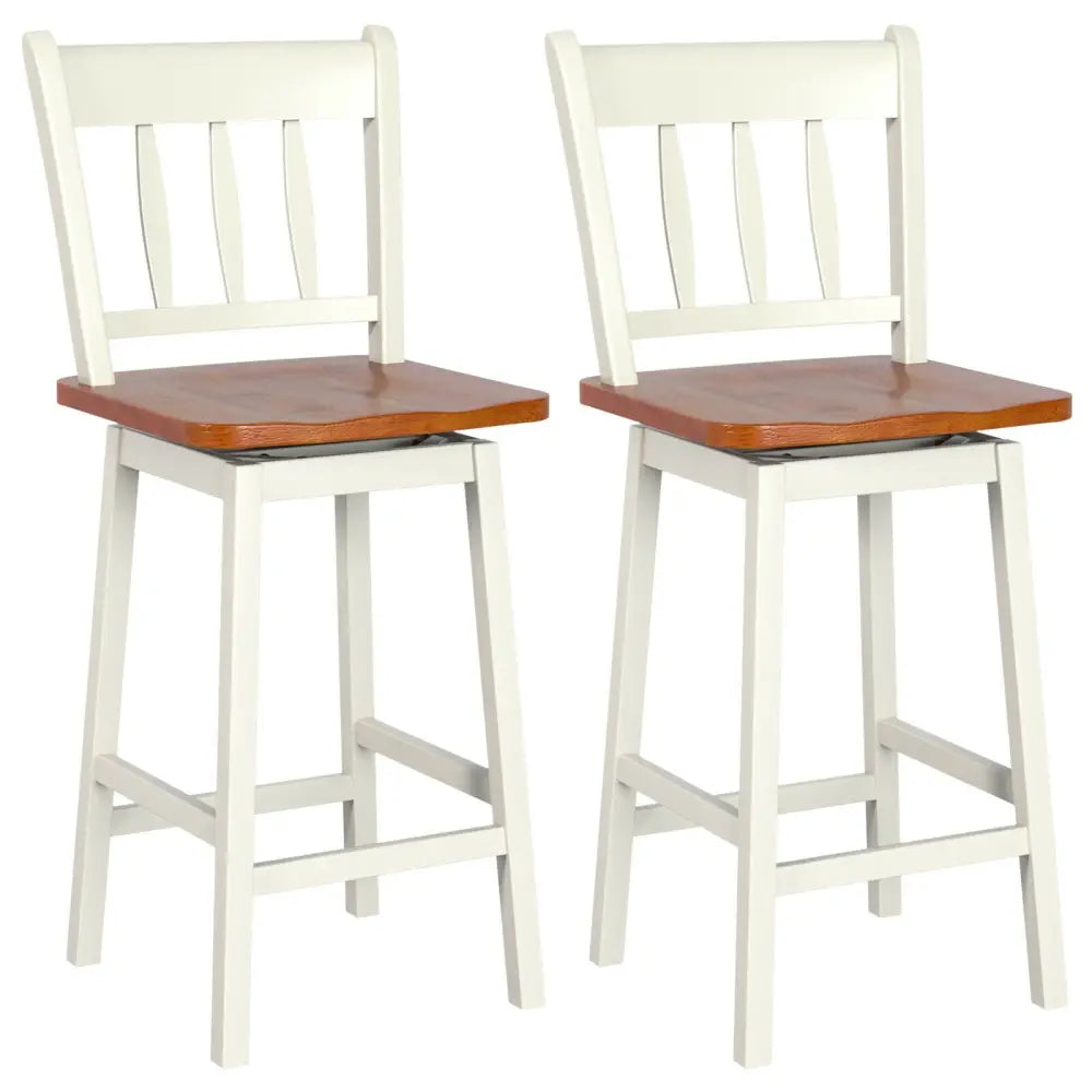 24.5 Inches Set of 2 Swivel Bar Stools with 360Â° Swiveling-White Costway