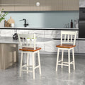 24.5 Inches Set of 2 Swivel Bar Stools with 360Â° Swiveling-White Costway