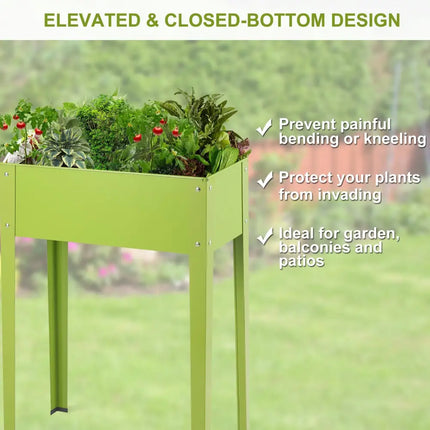 24.5 x 12.5 Inch Outdoor Elevated Garden Plant Flower Bed - Green - Raised Garden Beds