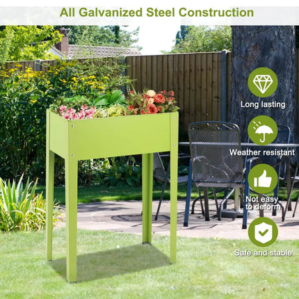 24.5 x 12.5 Inch Outdoor Elevated Garden Plant Flower Bed - Green - Raised Garden Beds