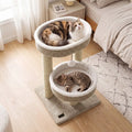 24’’ Cat Tower with 2 Plush Perches Scratching Posts and Dangling Ball - Cat Trees Condos & Scratchers