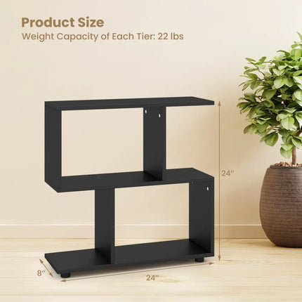 24 Inch 3-Tier Geometric Bookshelf with Thick Foot Pads-Black Costway