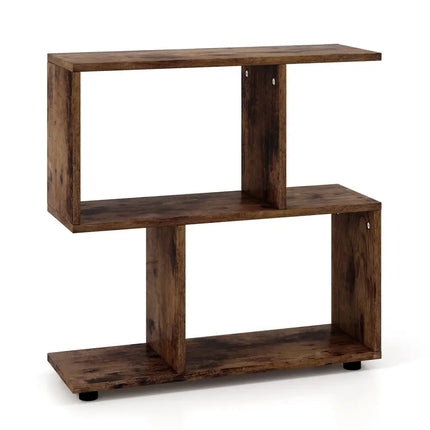 24 Inch 3-Tier Geometric Bookshelf with Thick Foot Pads-Brown Costway