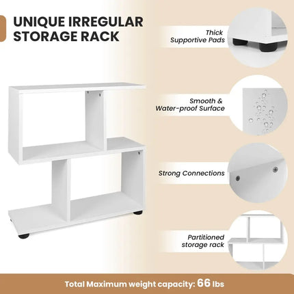 24 Inch 3-Tier Geometric Bookshelf with Thick Foot Pads-White Costway