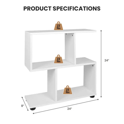 24 Inch 3-Tier Geometric Bookshelf with Thick Foot Pads-White Costway