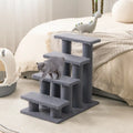 24 Inch 4-Step Pet Stairs Carpeted Ladder Ramp Scratching Post Cat Tree Climber-Gray - Gray - Cat Trees Condos &