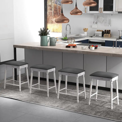 24 Inch Bar Stool Set of 2 with Padded Seat Cushions and Wood Legs-24 inches Costway