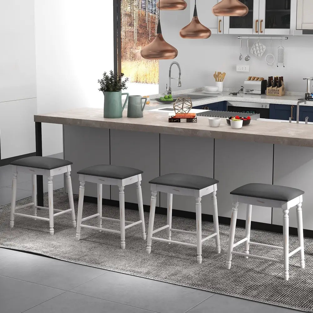 24 Inch Bar Stool Set of 2 with Padded Seat Cushions and Wood Legs-24 inches Costway